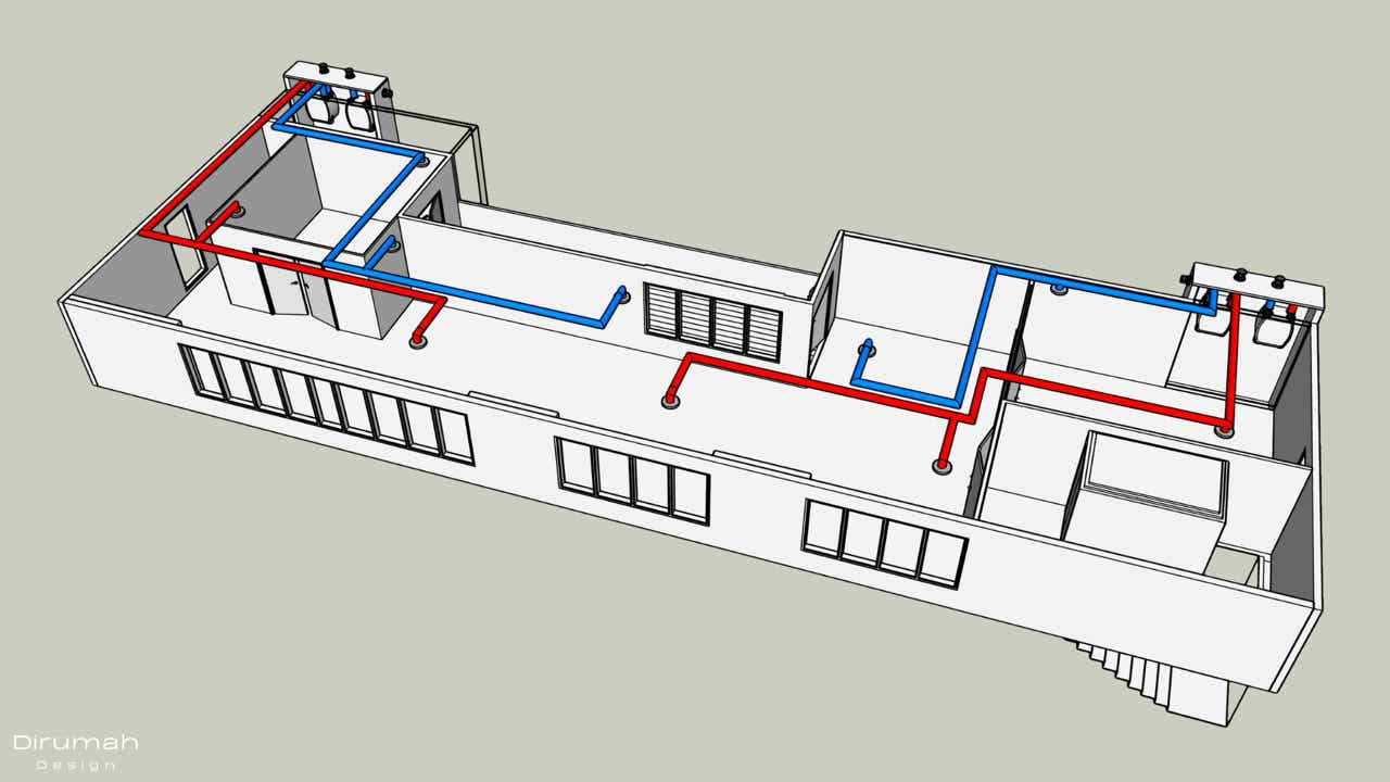 An installation company can greatly benefit from collaborating with Dirumah Design to create technical drawings for systems such as climate installations. Dirumah Design provides precise and detailed visualizations that ensure all components are accurately placed and integrated within the space. This collaboration minimizes errors, enhances communication with clients and contractors, and leads to more efficient project execution, ultimately saving time and reducing costs.